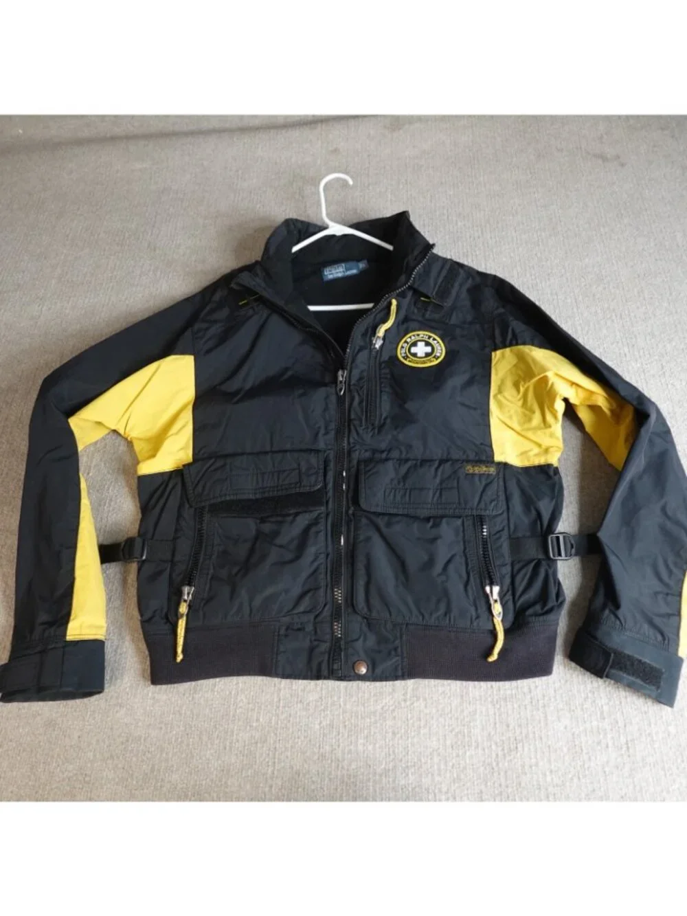 Polo Ralph Lauren Jacket Large Black Full Zip Mountain Division Hooded Vintage